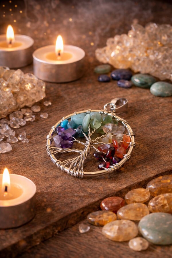 pendentif tressé arbre de vie 7 chakras pendentif tressé arbre de vie 7 chakras