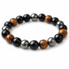 bracelet triple protection oeil du tigre, hématite & onyx (6 mm/ 8 mm)
