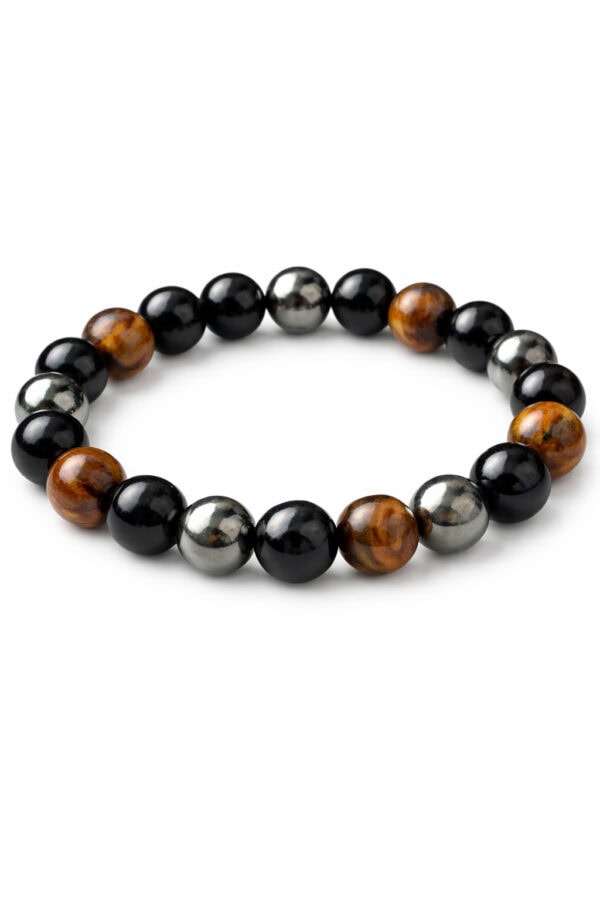 bracelet triple protection oeil du tigre, hématite & onyx (6 mm/ 8 mm)