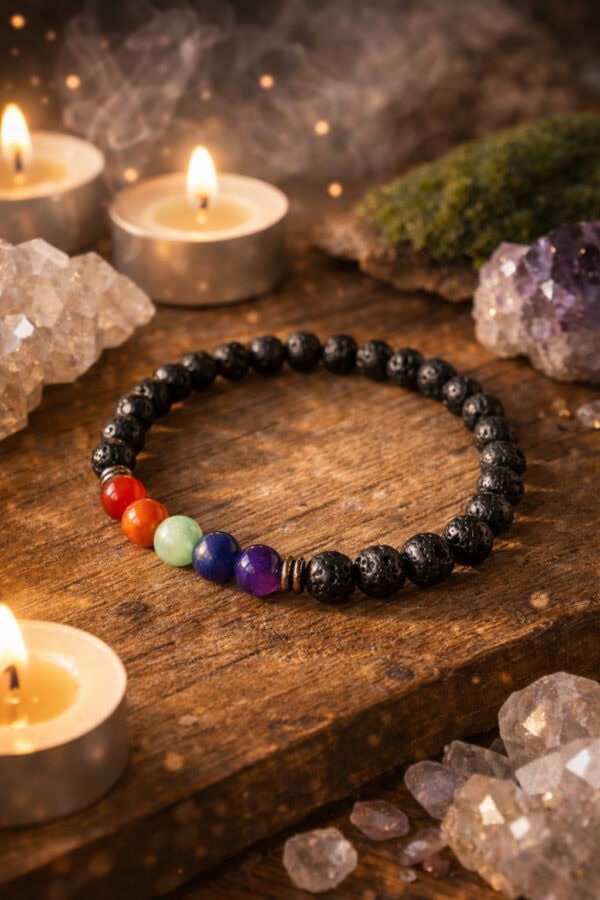 bracelet 7 Chakras pierre de lave bracelet 7 Chakras pierre de lave