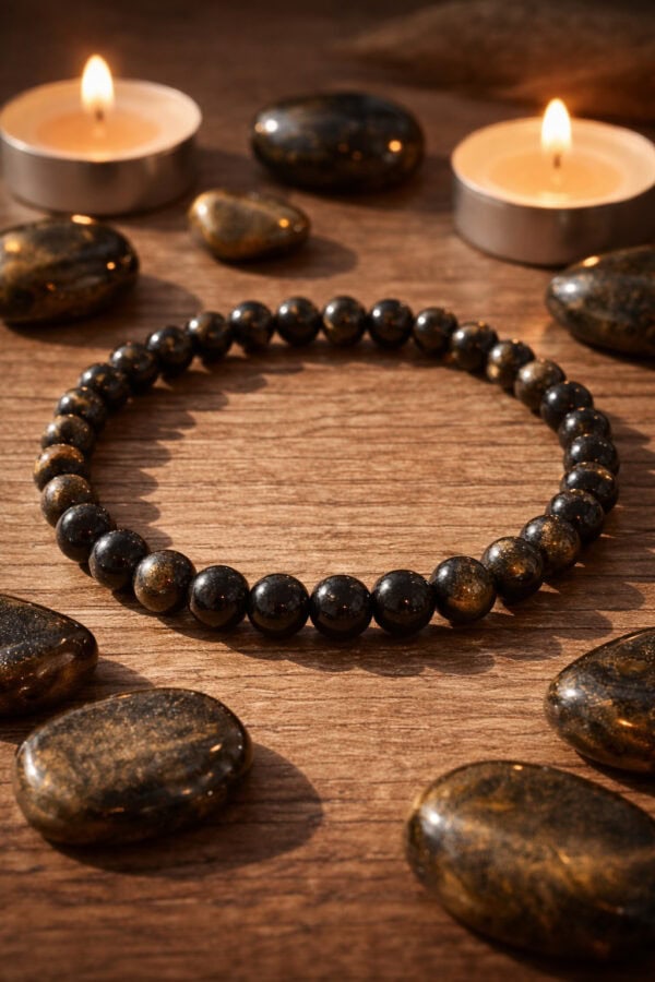 ✨ bracelet obsidienne dorée – perles 6 mm (grade aa)