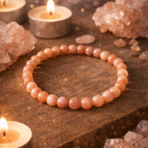 bracelet pierre de lune rose – grade a (6 mm)