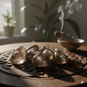 quartz fumé (pierre roulée qualité ab) ancrage , volonté & bouclier electromagnétique