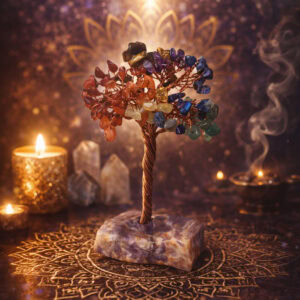 arbre de vie 7 chakras & socle améthyste : l'alliance spirituelle