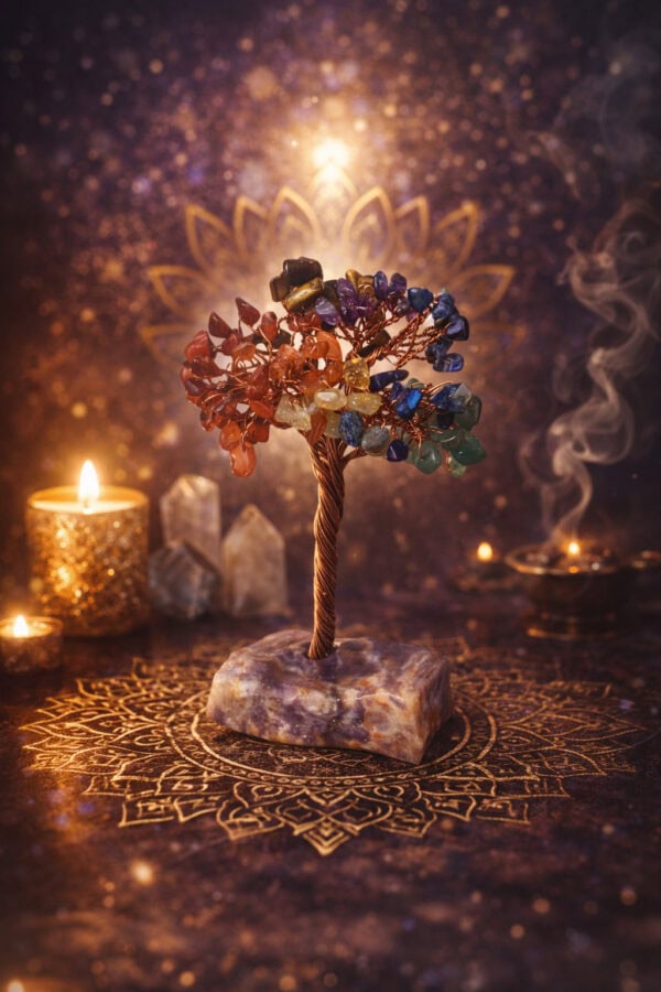 arbre de vie 7 chakras & socle améthyste : l'alliance spirituelle