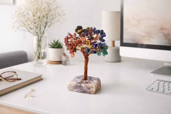 arbre de vie 7 chakras & socle améthyste : l'alliance spirituelle