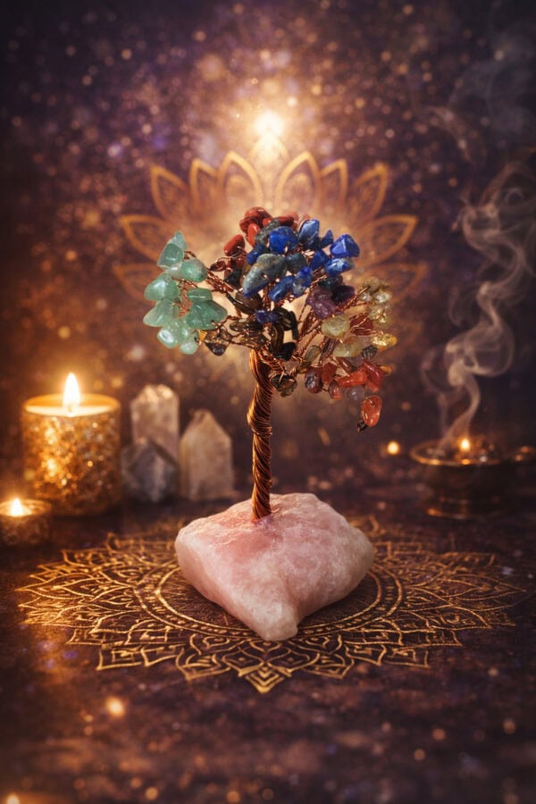 arbre de vie 7 chakras & quartz rose : l'alliance sacrée arbre de vie 7 chakras & quartz rose : l'alliance sacrée