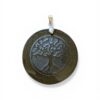 pendentif en obsidienne dorée gravé arbre de vie