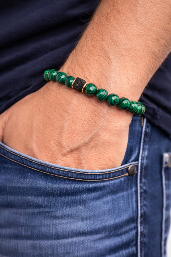 bracelet malachite & pierre de lave
