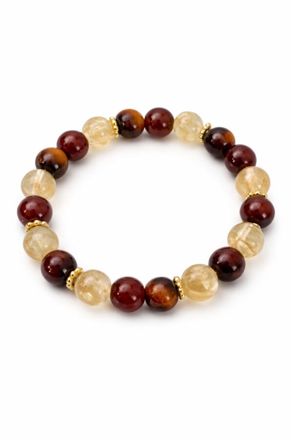 bracelet citrine , œil de tigre et agate 8 mm