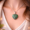 pendentif coeur aventurine verte arbre de vie