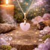 collier coeur quartz rose