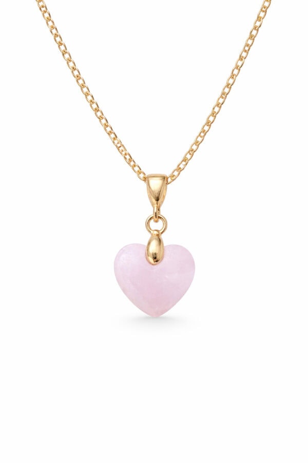 collier coeur quartz rose