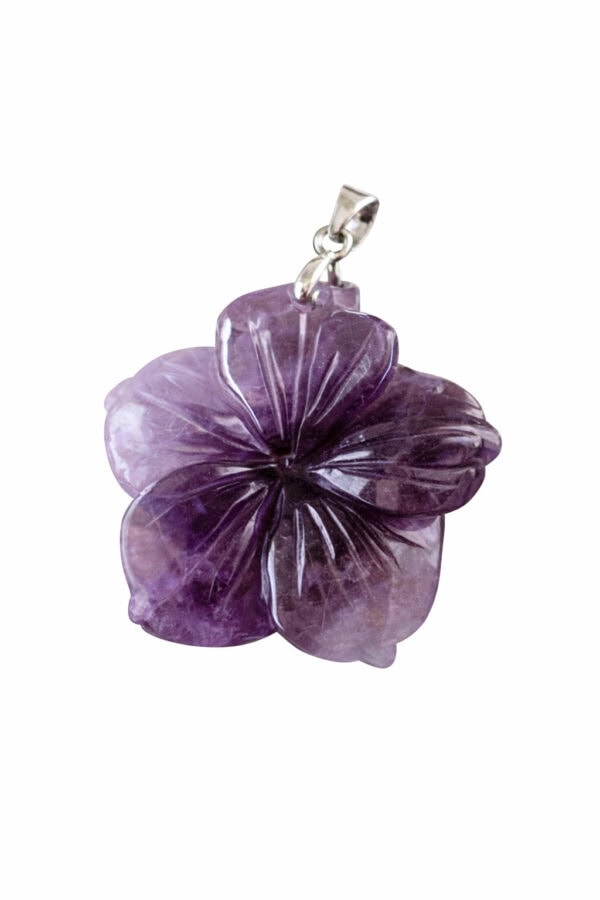 pendentif hibiscus en améthyste pendentif hibiscus en améthyste