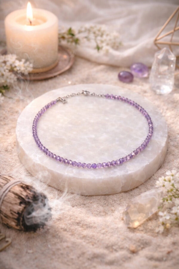 collier améthyste facettée sérénité et protection