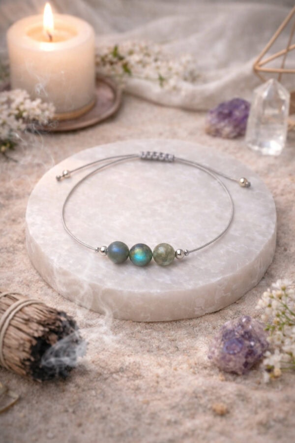bracelet labradorite naturelle avec cordon ajustable