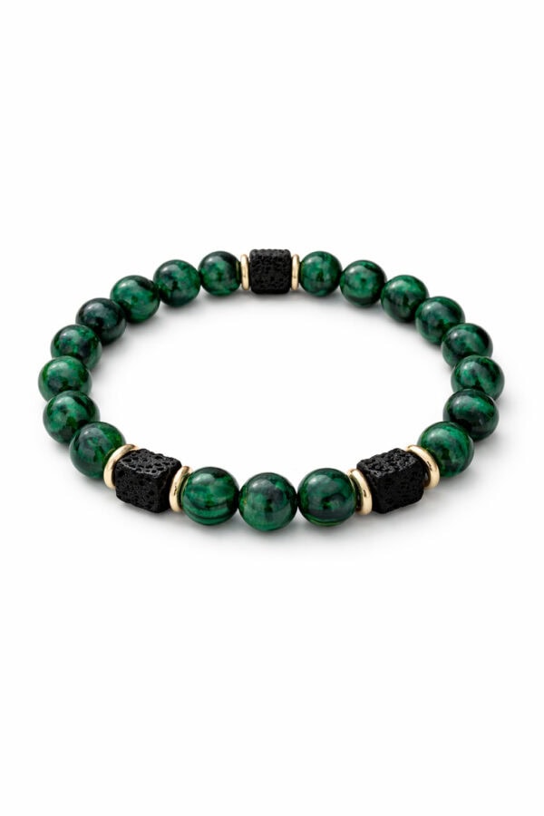 bracelet malachite & pierre de lave