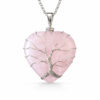 collier coeur quartz rose arbre de vie
