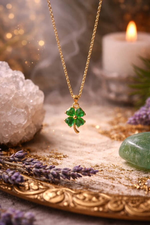 collier trèfle a quatre feuilles jade impérial