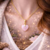collier coeur quartz rose