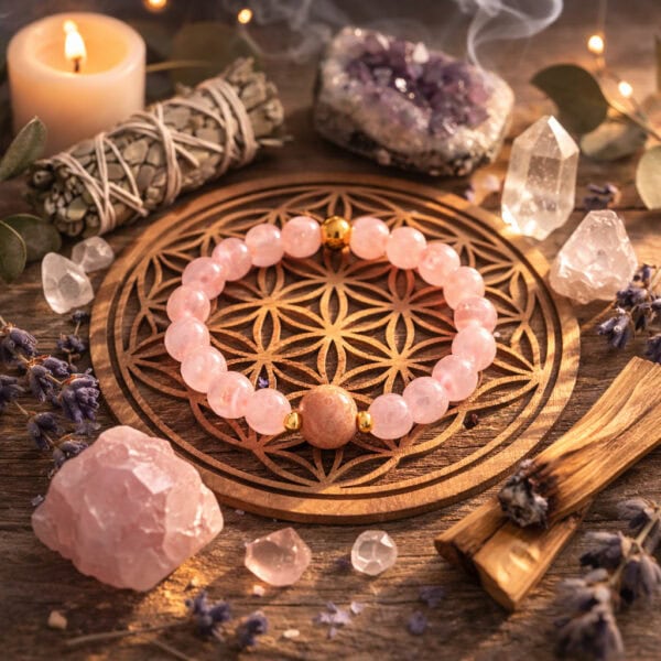 bracelet quartz rose & rhodonite