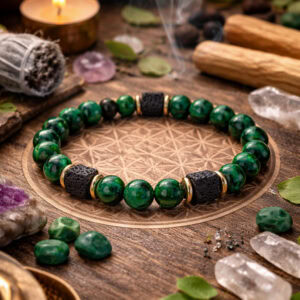 bracelet malachite & pierre de lave