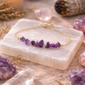 bracelet améthyste sur chaine élégante