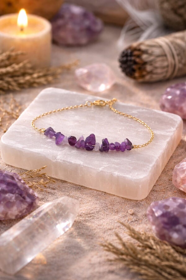 bracelet améthyste sur chaine élégante bracelet améthyste sur chaine élégante