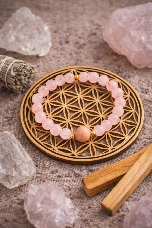 bracelet quartz rose & rhodonite