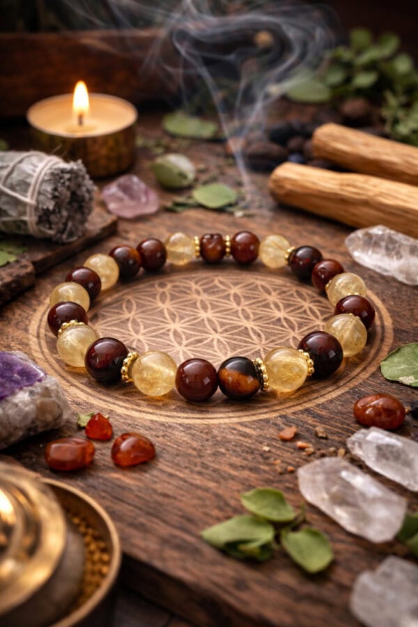 bracelet citrine , œil de tigre et agate 8 mm