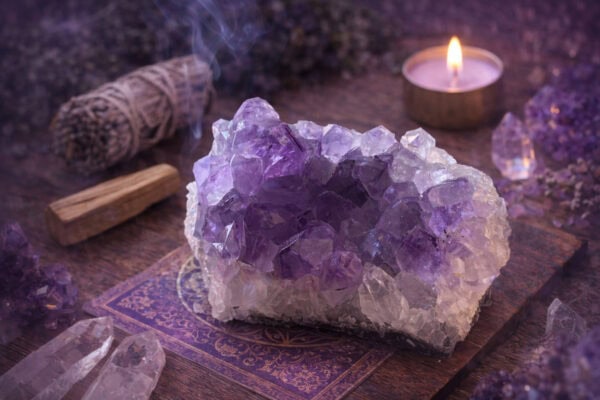 amas d'améthyste naturel