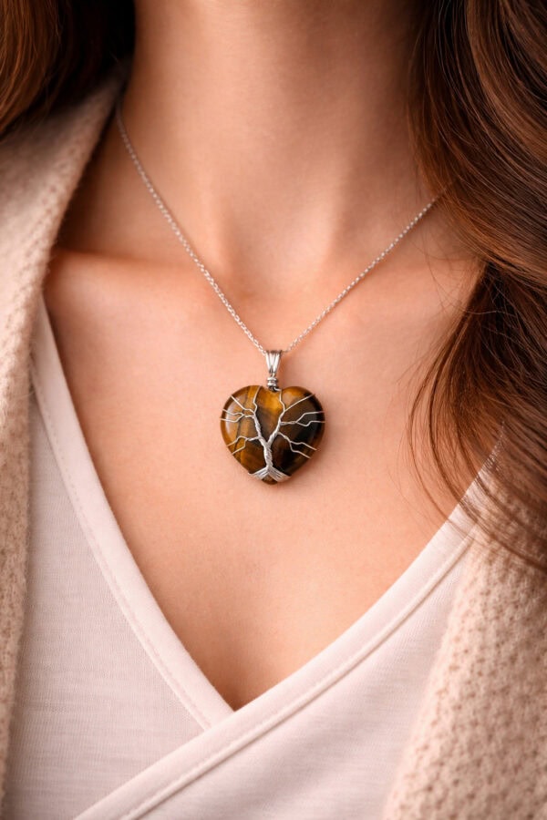 collier coeur oeil de tigre arbre de vie collier coeur oeil de tigre arbre de vie