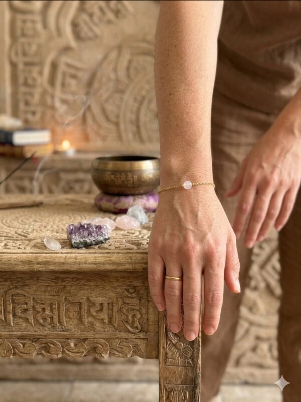 bracelet quartz rose élégant