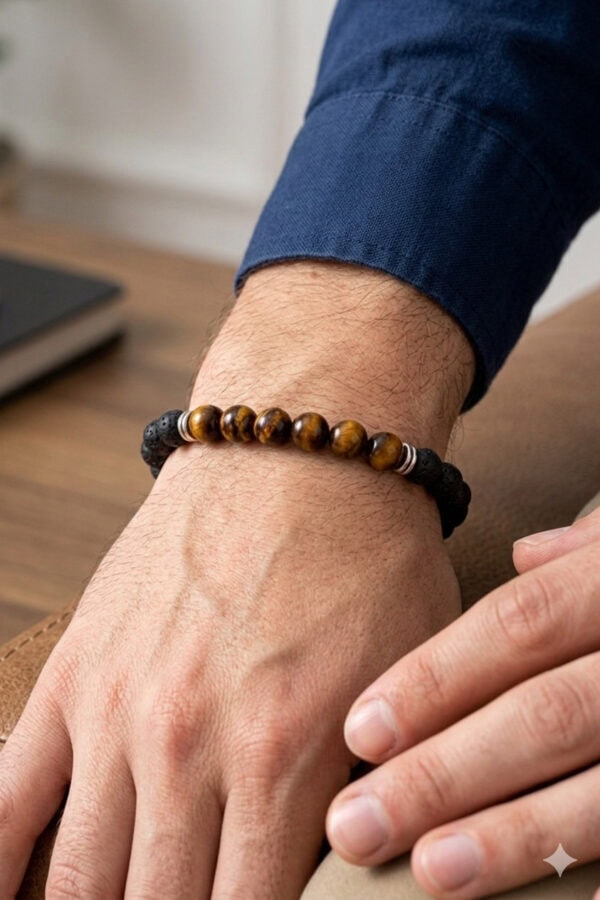 bracelet pierre de lave & œil de tigre – protection et énergie bracelet pierre de lave & œil de tigre – protection et énergie
