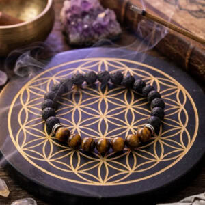 bracelet pierre de lave & œil de tigre – protection et énergie