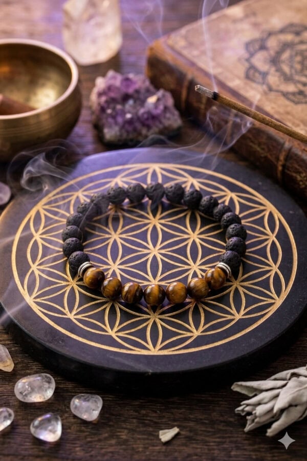 bracelet pierre de lave & œil de tigre – protection et énergie bracelet pierre de lave & œil de tigre – protection et énergie