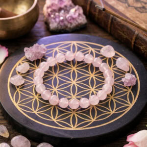 bracelet quartz rose 8 mm – douceur et énergie du cœur