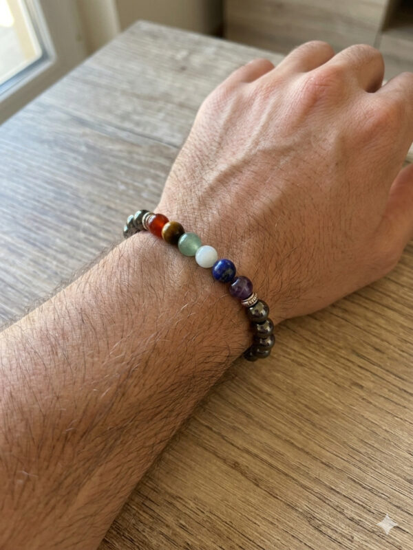 bracelet 7 chakras en hématite bracelet 7 chakras en hématite