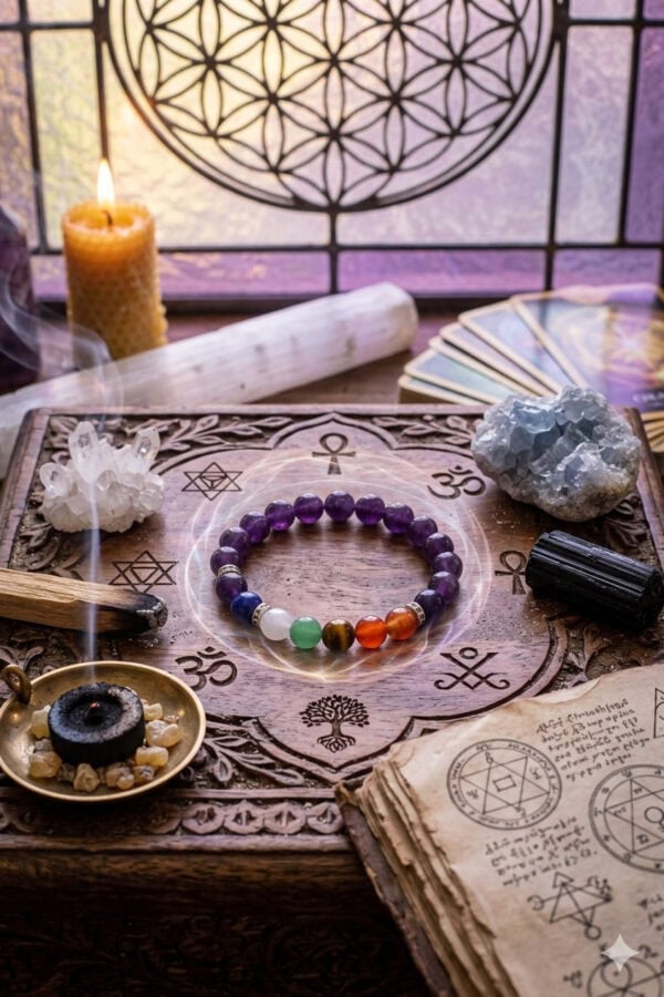 bracelet 7 chakras en améthyste