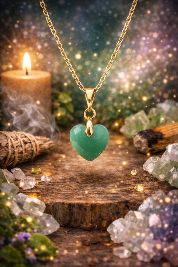 auto draft collier coeur aventurine verte
