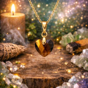 collier coeur oeil de tigre