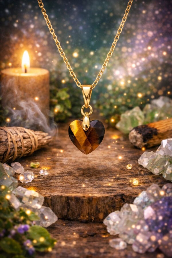 collier coeur oeil de tigre