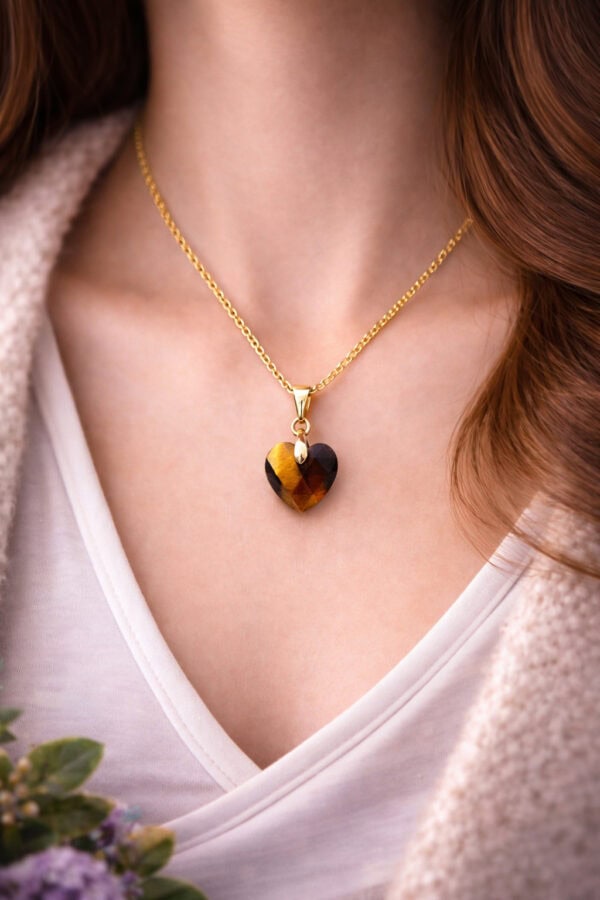 collier coeur oeil de tigre