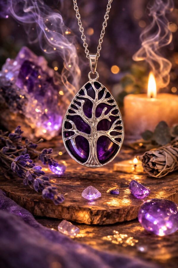 pendentif arbre de vie améthyste