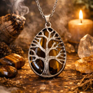 pendentif arbre de vie œil de tigre