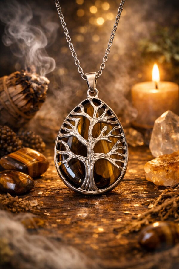 pendentif arbre de vie œil de tigre