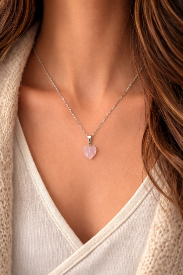 pendentif coeur quartz rose