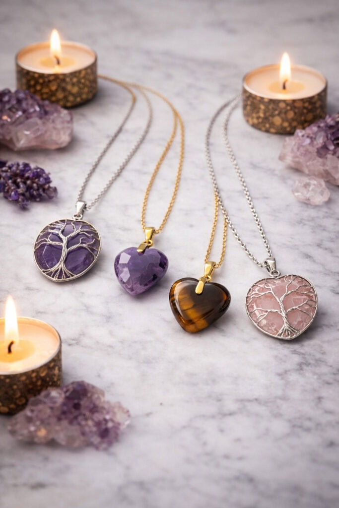 pendentifs colliers pierres naturelles marbre luxe