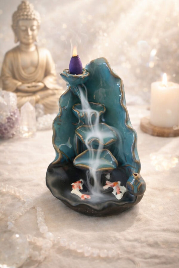 porte encens cascade : fontaine zen apaisante porte-encens cascade