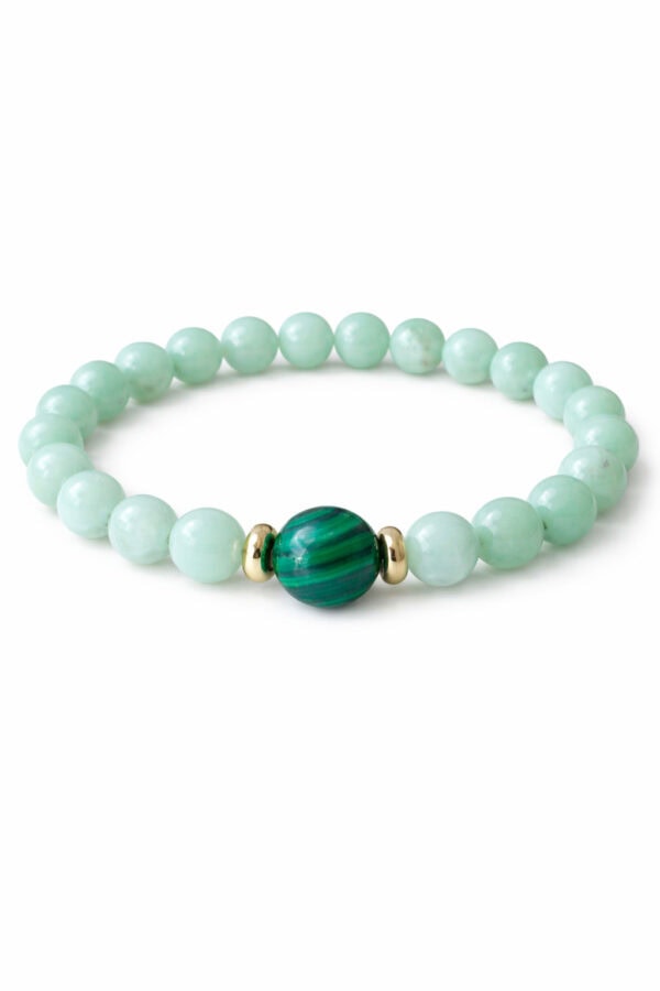 🌿 bracelet harmonie : jade vert & malachite centrale